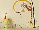 Pop Decors PT-0120-Va Beautiful Wall Decal Cute Monkey Catches Banana [並行輸入品]