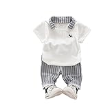 ベイビー服 男の子Ｔシャツ Pojour 夏子供Ｔシャツ＋パンツ ボーイズ可愛い2セット 子供ギフト 綿 通気 白 100cm