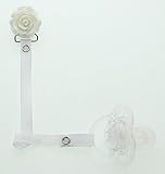 Flower Ribbon Pacifier Clip (White) by Crystal Dream