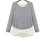 ガレット デ ロワ (galette des Rois) Lc02 ふんわり シフォン 裾 二枚重ね 背中 スリット Aライン チュニック Aライン トップス 長袖 レディース レイヤード Lc02 