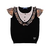 DBL S&M ガールズ チェック柄 女の子 半袖 チュール Ｔシャツ キッズ コットン タータン シャツ (140)