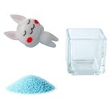 花市場直送便 ミニチュアガラス ウサギごろごろ & カラーサンド スカイブルー & 植え込み用グラス ニューブロックS