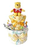 おむつケーキ ディズニー くまのプーさん ボディスーツ＆おもちゃ付き 2段 (パンパースM／サイズ70)