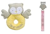 Ray of Sunshine Plush Owl Rattle andおしゃぶりクリップ