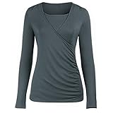 ファッション レイヤード Ladies Maternity T-Shirt 長袖 授乳服 - レディース 妊婦服 授乳 Tシャツ マタニティ トップス 授乳口付 [Zhhlinyuan]