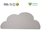 Raymoon　ベビー用　可愛い 雲型 食事マット シリコン キッズ ランチョンマット　テーブルマット 撥水　食べこぼし防止 　子供用　持ち運び便利　グレー