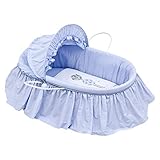 Cambrass Moses Basket with Frills and Hood (47 x 84 cm, Une Gufo Blue) by Cambrass