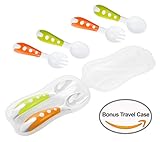 Lullababy Travel Safe Training 3 Spoon and Fork Set with Bonus Travel Carrying Case, Perfect Size Fe
