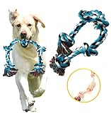 Bluestarz13923 犬おもちゃ 中型犬 大型犬用 犬ロープおもちゃ 犬用噛むおもちゃ玩具 耐久性 丈夫 清潔 歯磨き 天然コットン 運動不足解消 ストレス解消 (ブルーロープ)