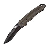SOG Kiku Folding Knife KU-1012 - Black TiNi 4.6" AUS-8 Blade, Linen Micarta Handle, Liner Lock [並行輸入