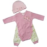 【未熟児】【低出生体重児】【早産児】【NICU】用 ベビー服：長袖ロンパース ズボン、帽子付き ３点セット