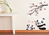 NLC Two Cute Baby Panda Wall Sticker Home Decoration-Panda and Cherry Blossom Tree by NLC