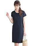 Angeliebe エンジェリーベ 産後用 授乳服 ワンピース フライス 半袖 ボックス ワンピ 授乳ウエア M ～ L ネイビー 30101 30101102