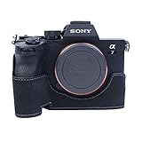 kinokoo カメラケース ソニー フルサイズミラーレス一眼 ILCE-1/ILCE-7M4/デジタル一眼カメラA7S3適用ケース A1/A7M4/A7S3ケース カメラ保護ケース a1/a7m4/a7s3カメラケース バッテリー交換可 クイックリリースプレート接続 雲台アクセス ハーフケース 本革レザー(ブラック)
