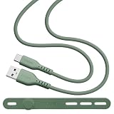 ラスタバナナ 充電ケーブル calon iPhone 用 やわらかシリコン Type-A to Type-C 1m スモーキーグリーン R10CAAC3A06SGR
