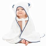 Organic Bamboo Hooded Baby Towel and Washcloth Set Great For Newborns Infants and Toddlers Hypoaller