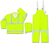 MCR Safety 2083SRS Luminator Class 3 PVC/Polyester 3-Peice Suit with Detachable Hood and 3M Reflecti