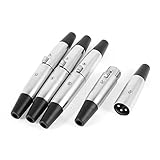 uxcell メスマイクケーブルコネクタ　継手　XLR 3ピンオス　プラスチック製　メタル製　ブラック　4個