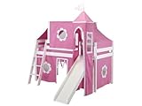 Jackpot Loft Princess Bed with Curtain, Top Tent, Tower and Slide - Pink and White [並行輸入品]