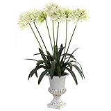 Nearly Natural Home Garden Decor African Lily w/Urn White
