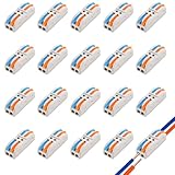 GLOWZEN ワンタッチコネクター 2ウェイ4ポート 20個セット 配線接続コネクター 電気配線 接続端子 コンパクトスプライスコネクタ 差し込みコネクタ 双方向端子台