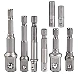 TIMESETL インパクトソケットアダプター 六角軸シャンク延長ドリルバー 8本セット 6.35(1/4")・9.53(3/8")・12.7(1/2") mm用