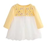 ベビー　ワンピース　ドレス　秋　長袖　ベビー服　女の子　綿　プリンセス　花柄　結婚式　入園式　通園　出産お祝い　カジュアル　黄色　イエロー　100　24か月～30か月 [並行輸入品]