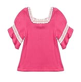 (ウォ２U)Woo2u 子供服 ガールズ 女の子 可愛い 春夏 フレアスリーブ 半袖 レース スポーツ 通園 入園式 チュニック トップス ブラウス 上着 カジュアル Tシャツ 110