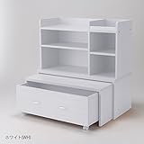 ロー デスク 付き シェルフ オープン R タイプ キャスター 付き 収納 Box 子供 大人 用 家具 ホワイト 白 日本製