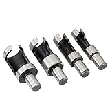 4ピース/セット炭素鋼木工木材プラグカッター切削工具ドリルビットストレート&テーパーセットラウンドシャンク木工ツール