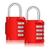 組み合わせロック、blingco 4桁の組み合わせ南京錠forジム&スポーツロッカー、学校、従業員、フェンス、ケース、ツールボックス、留め金キャビネット&ストレージ – 2 Pack &レッド