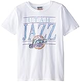 NBAユタ州ジャズYouthヴィンテージヘザー半袖クルーTシャツ、Electricホワイト L ホワイト