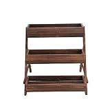 RBHJZ 防腐木材屋内屋外のフラワーラック、3層、パストラル風、Size78x58x71cm A+