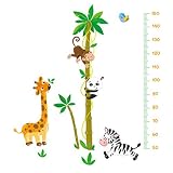Cartoon Animals Growth Chart Wall Stickers Height Measurement Removable Wall Decals Home Decor PVC A