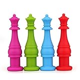 BESTI-FIRE 4Pcs Safety Eco-friendly Teether Chewable King Pencil Toppers for Autism/ ADHD Therapy To