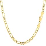 14K イエローゴールド フィガロチェーンネックレス 幅3.2mm,