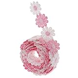 Baoblaze トリム 手芸 レースリボン リボン レーストリム デイジーの形 縫製 装飾 クラフト 全5色 - ピンクホワイト, 3ヤード
