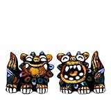 沖縄 お土産 シーサー 置物 石垣島 米子焼 ミニ 玄関 室内 めんそーれ (グラデーション, S)