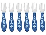 Gerber Stainless Steel Tip Kiddy Cutlery Forks - 6 Pack, Blue by NUK