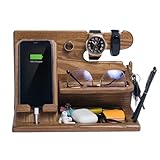 スマホスタンド スマホ置き台 ペン立て メガネ置き スイッチスタンド 小物収納 デスクオーガナイザー 鍵置き 財布スタンド メガネスタンド ペンスタンド 木製電話ドッキングステーション 小物 置き 収納 多用途 ご主人 お父様 息子様 彼氏様 誕生日 父の日 記念日 男性 贈り物（スタンドのみ）