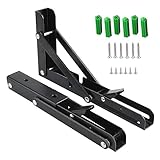 堅塁金物 棚受け金具 折畳み 25cm l字金具 折畳みテーブルヒンジ 壁掛けテーブル 折り畳み リクライニング金具 折りたたみ 収納 耐荷重100kg 黒 2個入