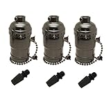 LJY UL-Listed 3-Pack E26/E27 Edison Socket Medium Screw Base Retro Pendant Lamp Holder Aluminum Zipp