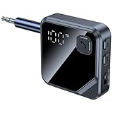 SETHDA Bluetooth 5.4 トランスミッター & レシーバー 2-in-1 ワイヤレストランスミッター レシーバー bluetoothアダプタ 車載スピーカー/テレビ//PC/ホームスピーカーに適用 BT 3.5mm Aux オーディオトランスミッター/レシーバー ハンズフリー通話 音楽再生 LEDディスプレイ 小型 送信機 & 受信機