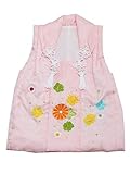 女児 被布コート単品「ピンク色 菊花、梅の刺繍」3歳児用 女の子小物 お子様被布コート 和装小物 式