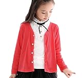 Snone子供服 シンプル 無地 カーディガン 長袖 ニット セーター 女の子 男の子 兼用 vネック 防寒 春秋 通学 普段着