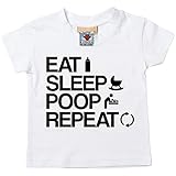 BullshirtのEat Sleep Poop Repeat半袖ベビー/幼児用Tシャツ カラー: ホワイト