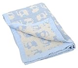 Silver Cloud Jacquard Muslin Elephant Blanket (Blue) by Silvercloud
