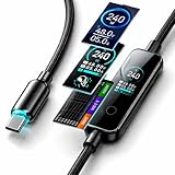 MATECH USB-C & USB-C ケーブル 240W 高耐久ナイロン USB PD対応 (史上初リアルタイムディスプレイ付き) 【iPhone/MacBook/iPad/Galaxy/Pixel/Windows PC 対応】(PowerSight 240W 1.2m ブラック)