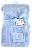 Luxury Soft Cute Baby Blanket Embroidery design 30? Washable 0months+ - Blue by First Steps