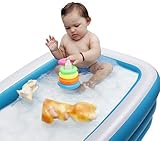 Utopia Home 最高級 子供用 空気で膨らませるプール 長方形のデザイン Pvc素材 柔らかい空気で膨らませる床と高い長方形の壁 手押しポンプ付き